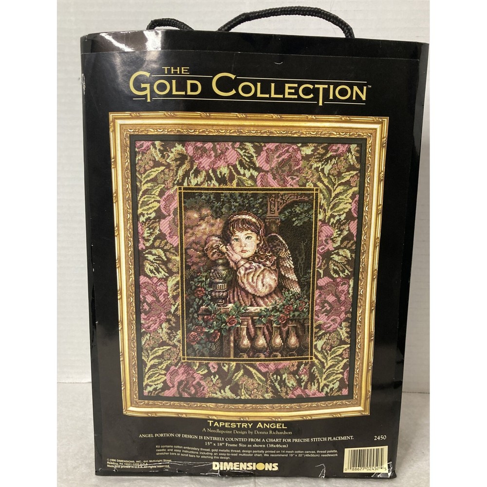 New 1996 Tapestry  Angel The Gold Collection Needlepoint Kit by Dimensions #2450